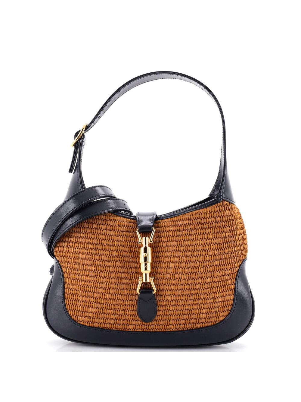 Gucci Jackie Hobo Straw With Leather #377370G14B